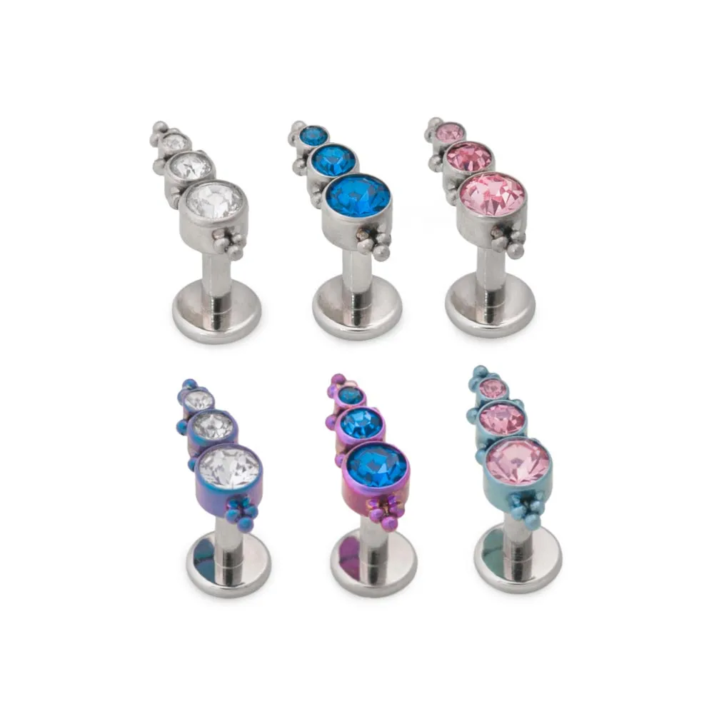 Tilum 14g-12g Internally Threaded Linear Jewels Titanium Top - Price Per 1