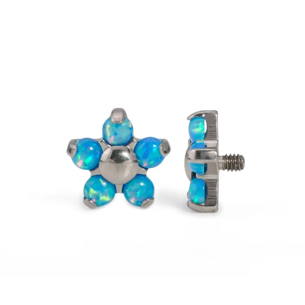 Tilum 14g-12g Internally Threaded Titanium Flower Top with Five Opal Petals - Price Per 1