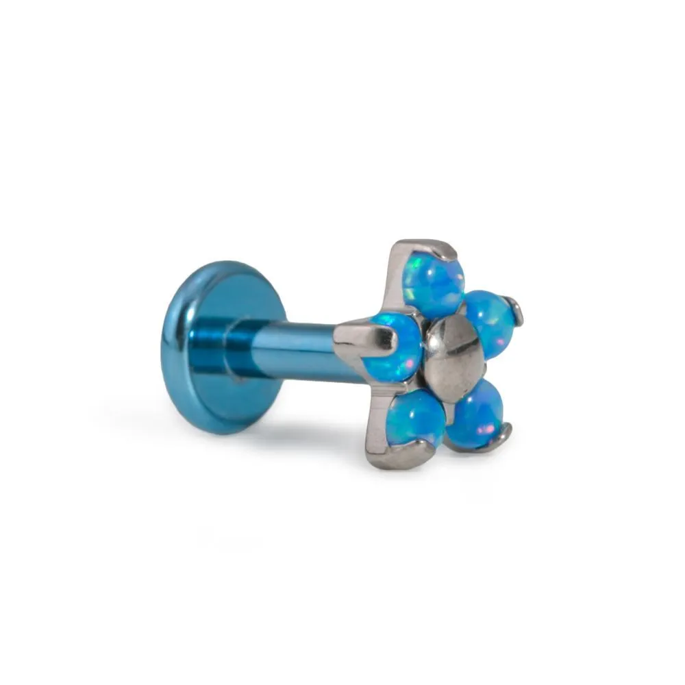 Tilum 14g-12g Internally Threaded Titanium Flower Top with Five Opal Petals - Price Per 1