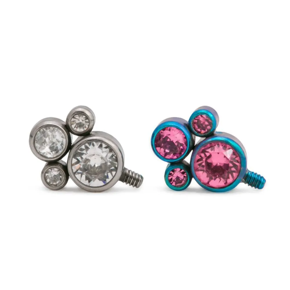 Tilum 14g-12g Internally Threaded Titanium Jewel Cluster Top - Price Per 1