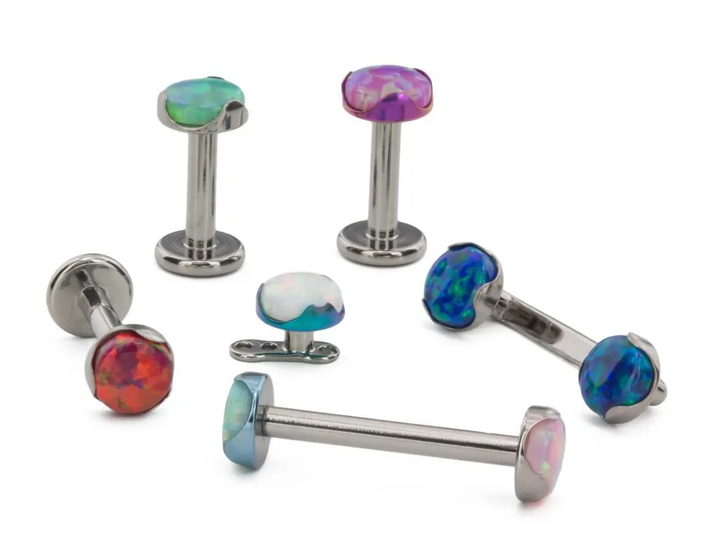 Tilum 14g - 12g Titanium 5mm Opal Prong-Set Top - Price Per 1