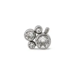 Tilum 14g-12g Titanium Jewel Cluster Top - Internally Threaded at the Left - Price Per 1