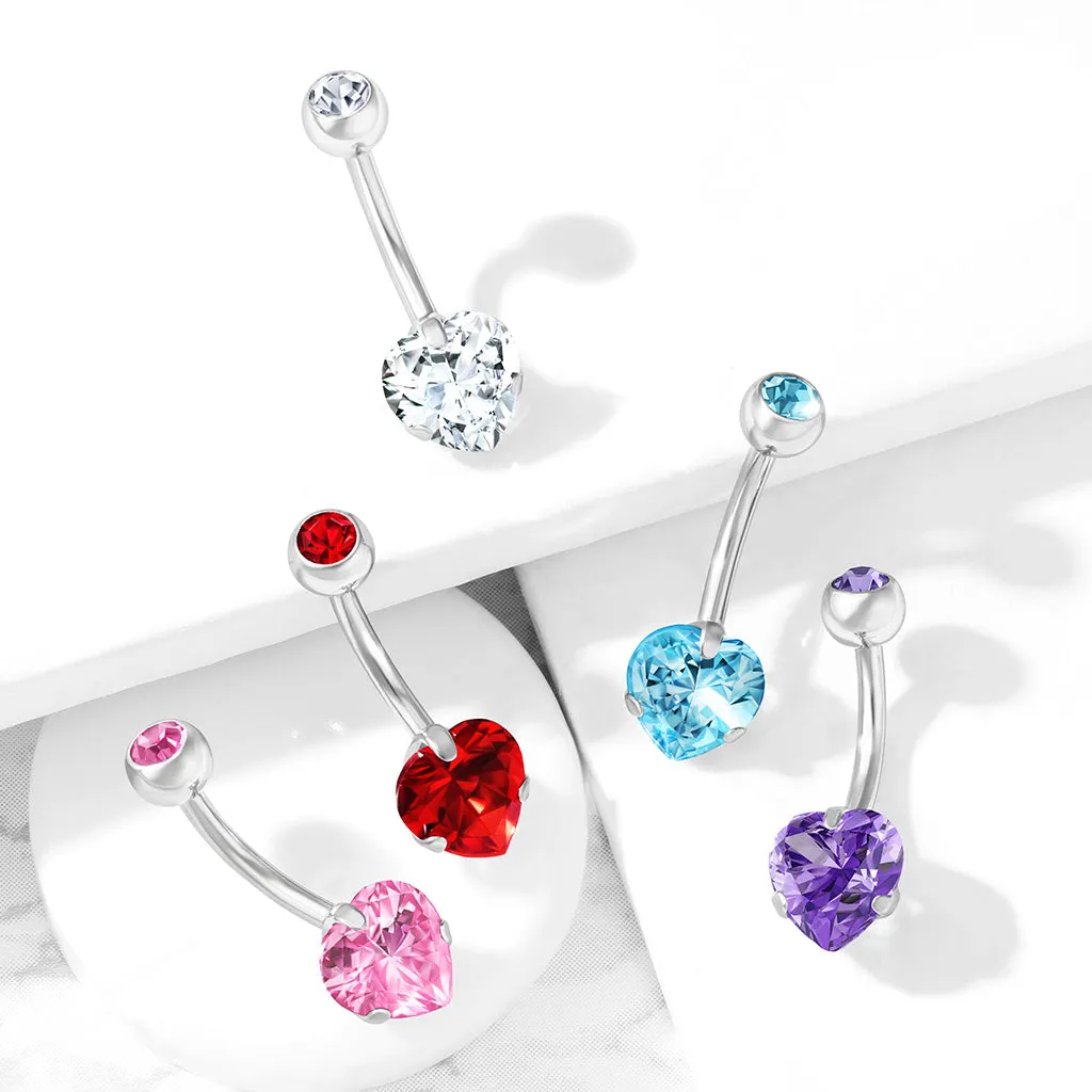 Titanium Heart Solitaire Belly Rings