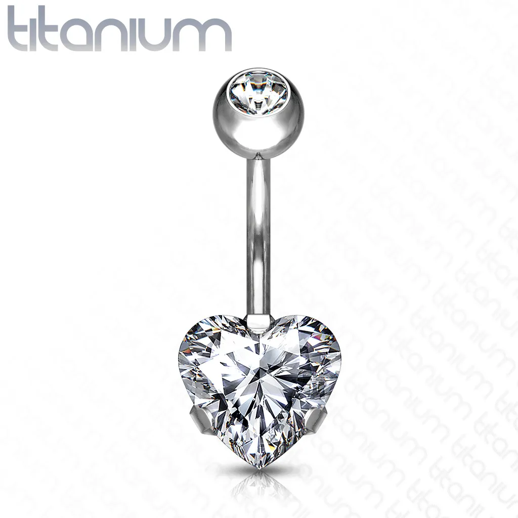 Titanium Heart Solitaire Belly Rings