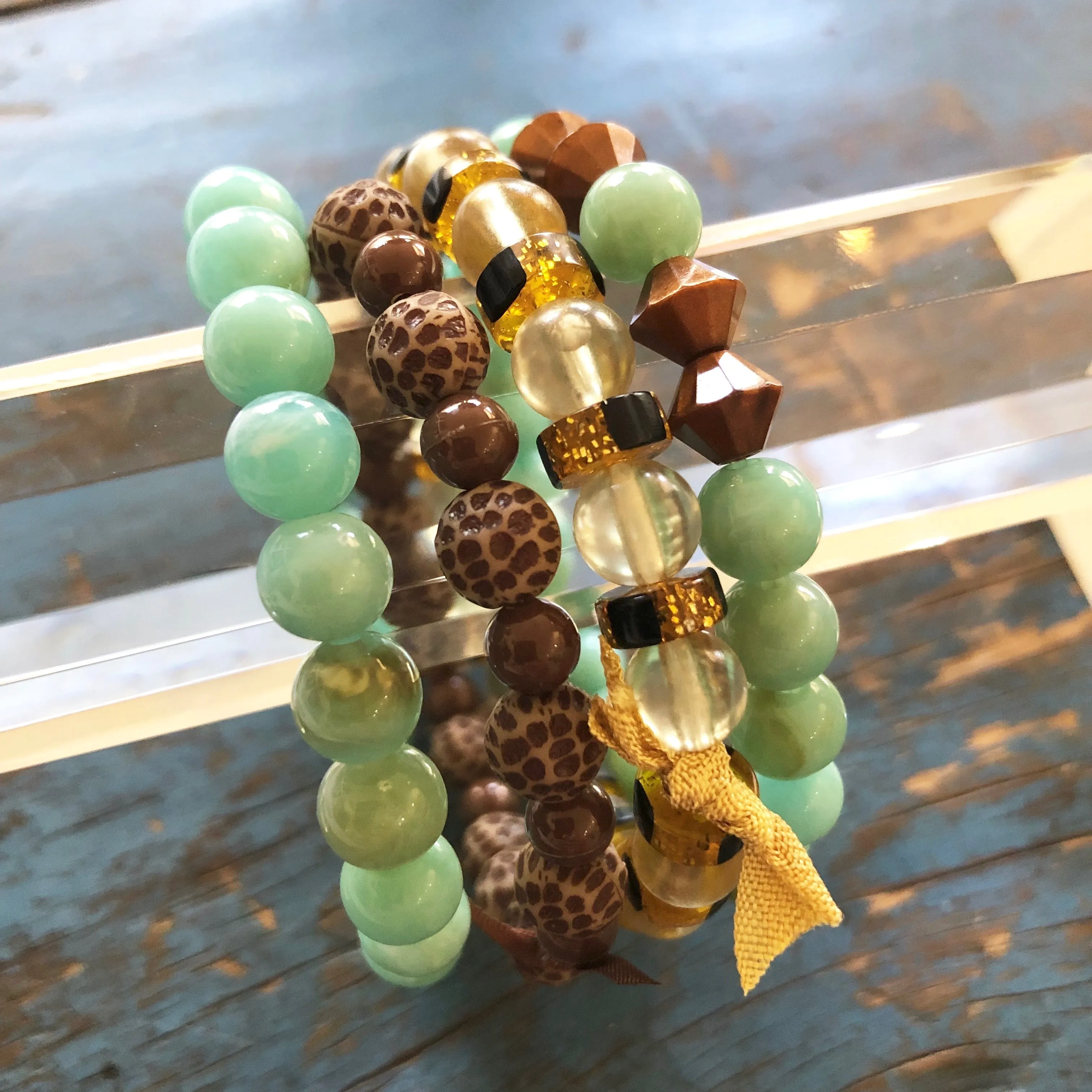 Turquoise & Copper Stack & Stretch Bracelets Set