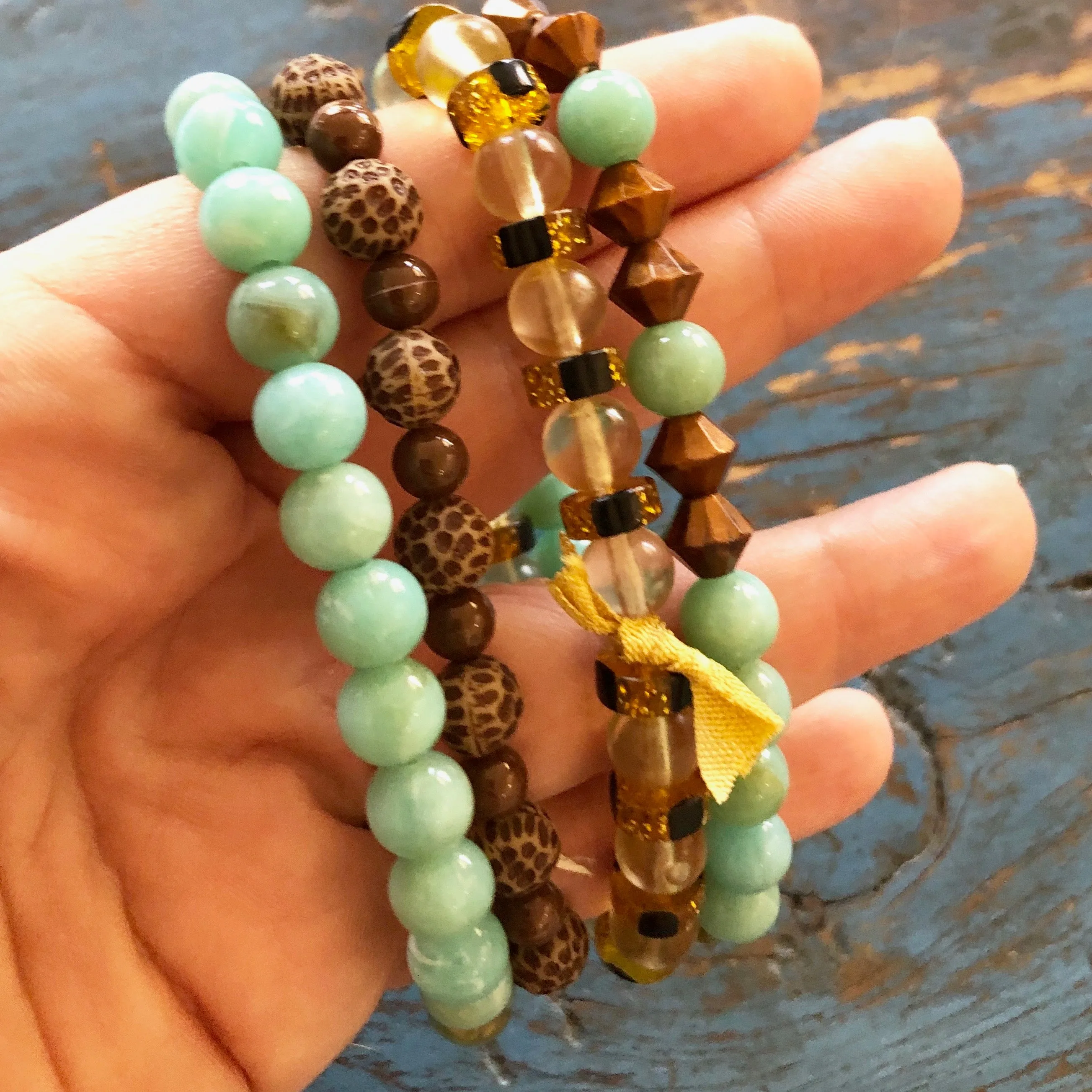 Turquoise & Copper Stack & Stretch Bracelets Set