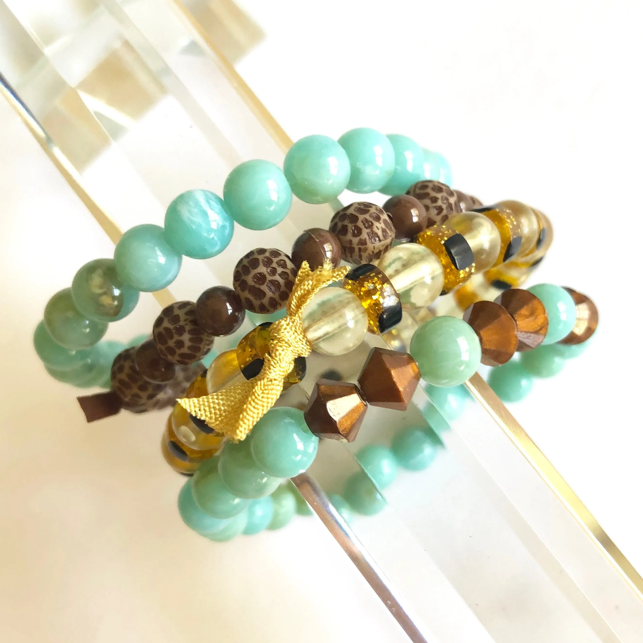 Turquoise & Copper Stack & Stretch Bracelets Set