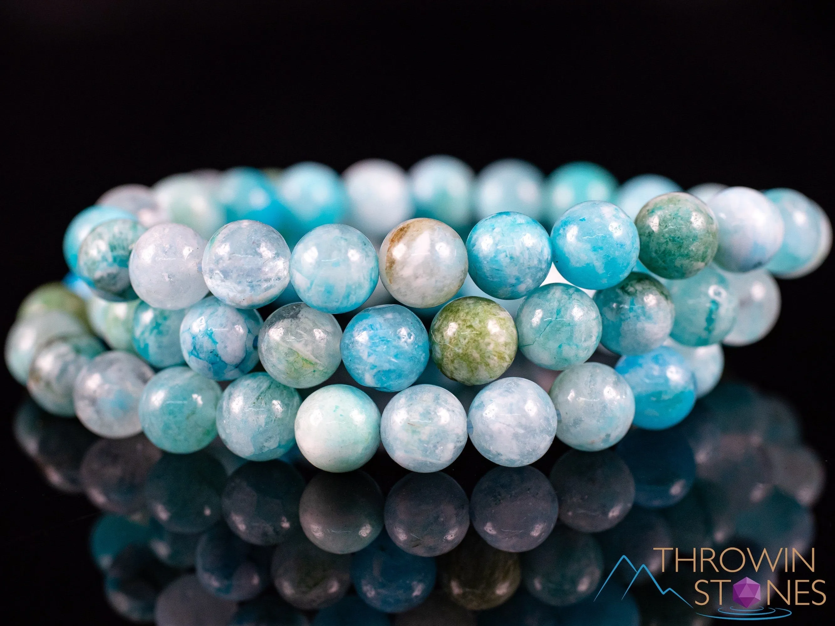 Turquoise HEMIMORPHITE Crystal Bracelet - Round Beads - Beaded Bracelet, Handmade Jewelry, Healing Crystal Bracelet, E2056