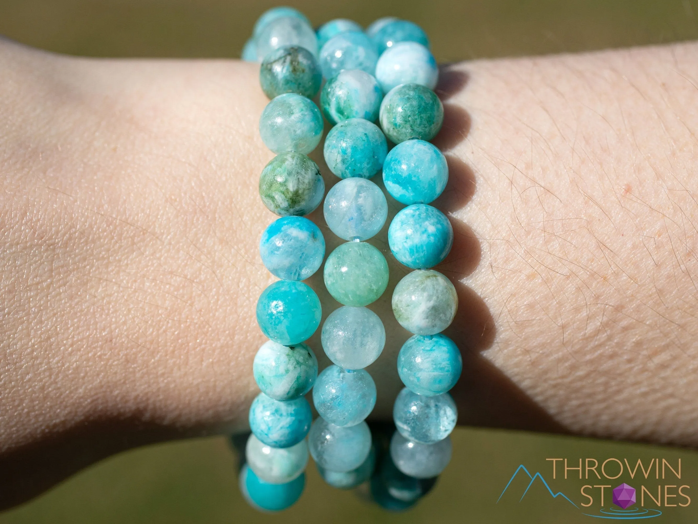 Turquoise HEMIMORPHITE Crystal Bracelet - Round Beads - Beaded Bracelet, Handmade Jewelry, Healing Crystal Bracelet, E2056