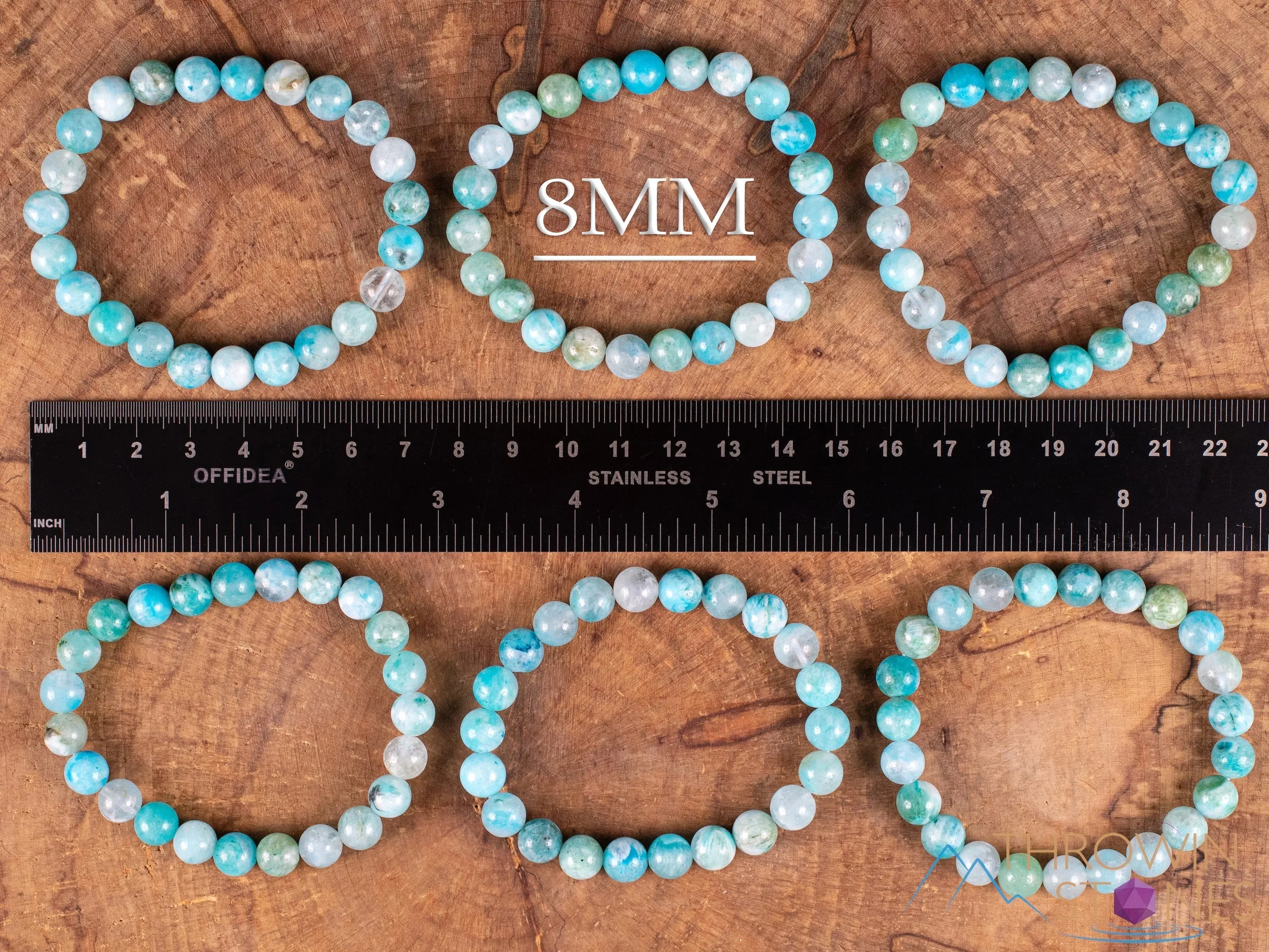 Turquoise HEMIMORPHITE Crystal Bracelet - Round Beads - Beaded Bracelet, Handmade Jewelry, Healing Crystal Bracelet, E2056