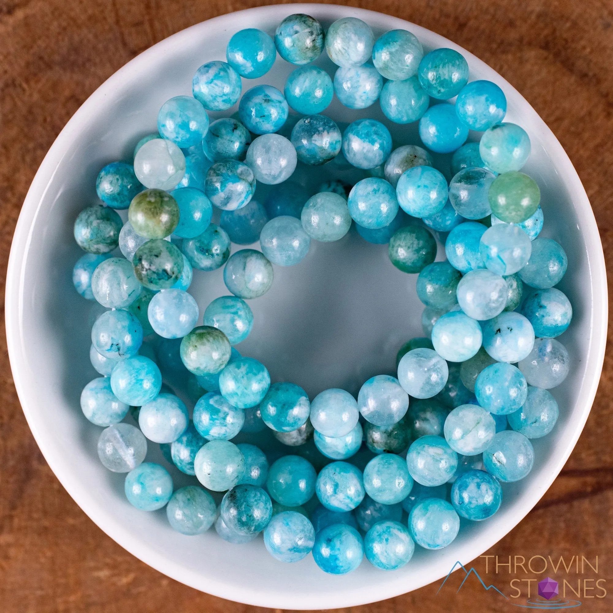 Turquoise HEMIMORPHITE Crystal Bracelet - Round Beads - Beaded Bracelet, Handmade Jewelry, Healing Crystal Bracelet, E2056