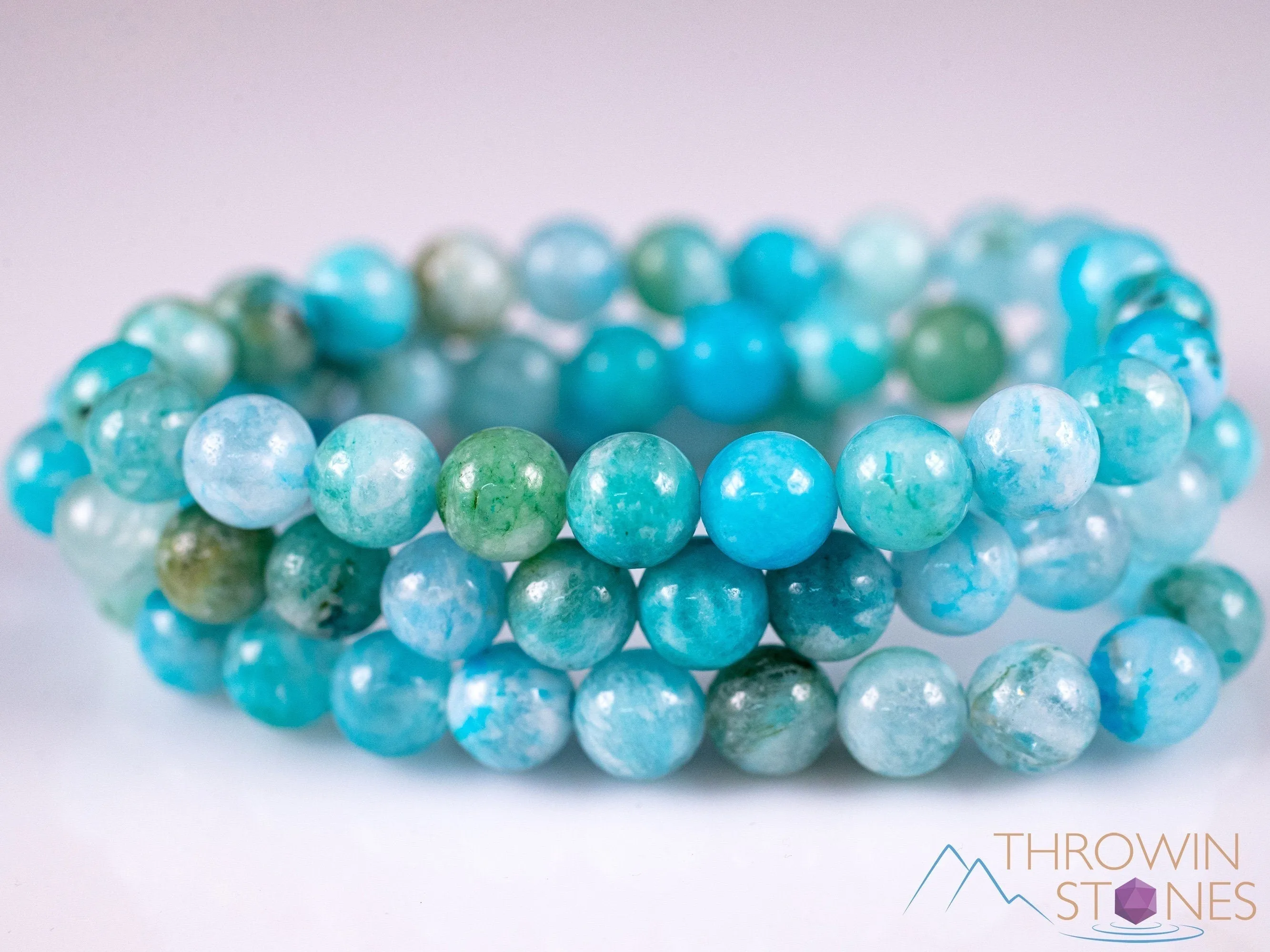 Turquoise HEMIMORPHITE Crystal Bracelet - Round Beads - Beaded Bracelet, Handmade Jewelry, Healing Crystal Bracelet, E2056