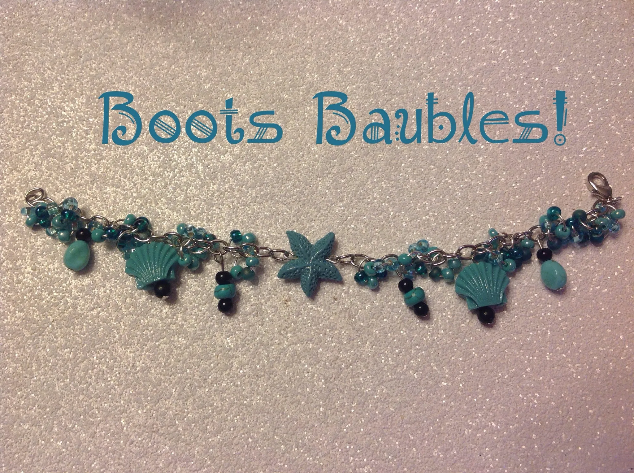 Turquoise starfish and sea shell bracelet