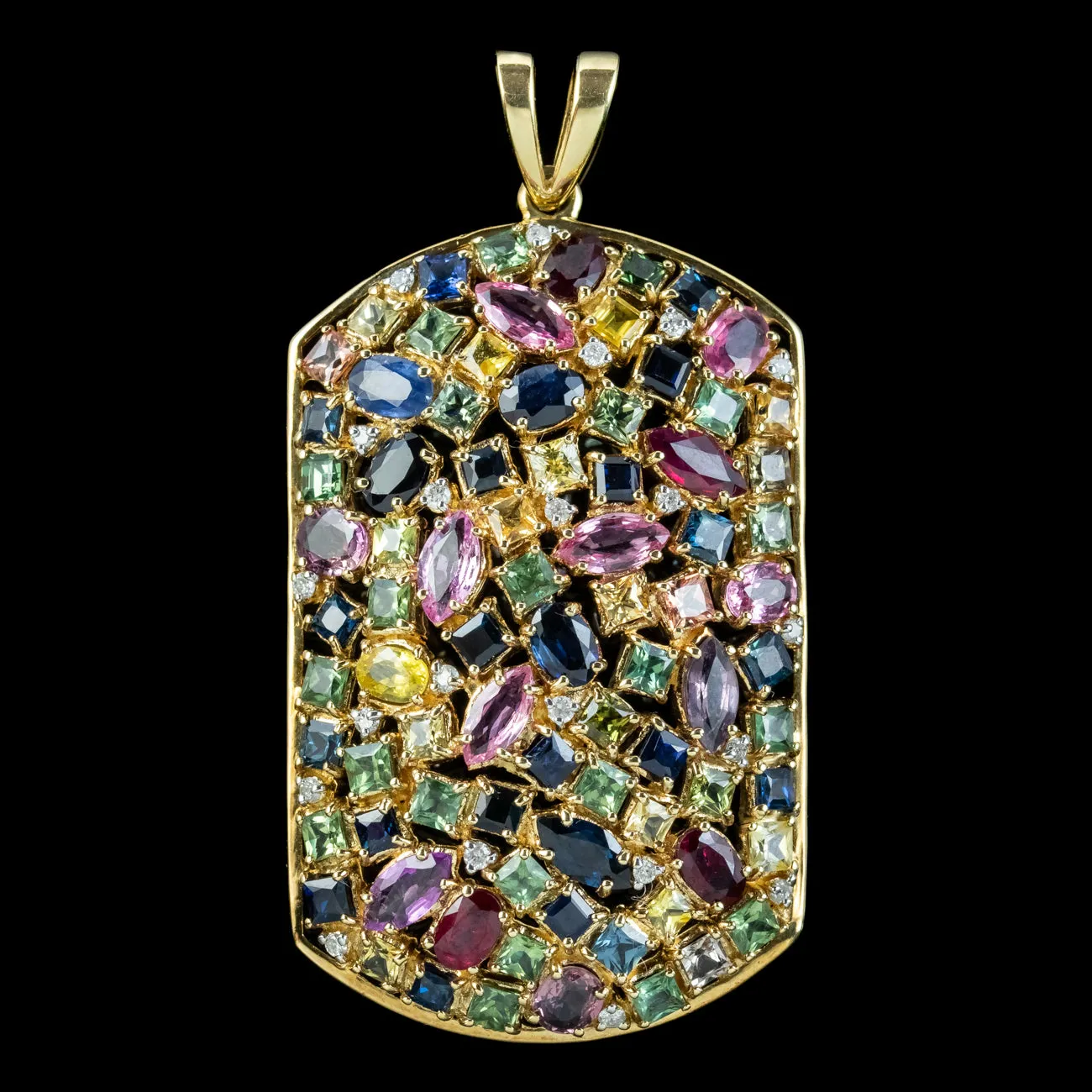 Victorian Style Harlequin Gemstone Pendant 9ct Gold