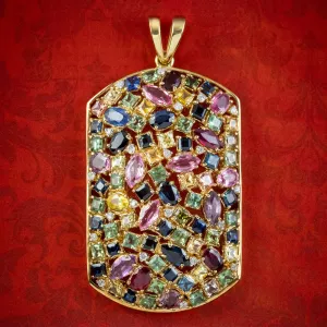 Victorian Style Harlequin Gemstone Pendant 9ct Gold