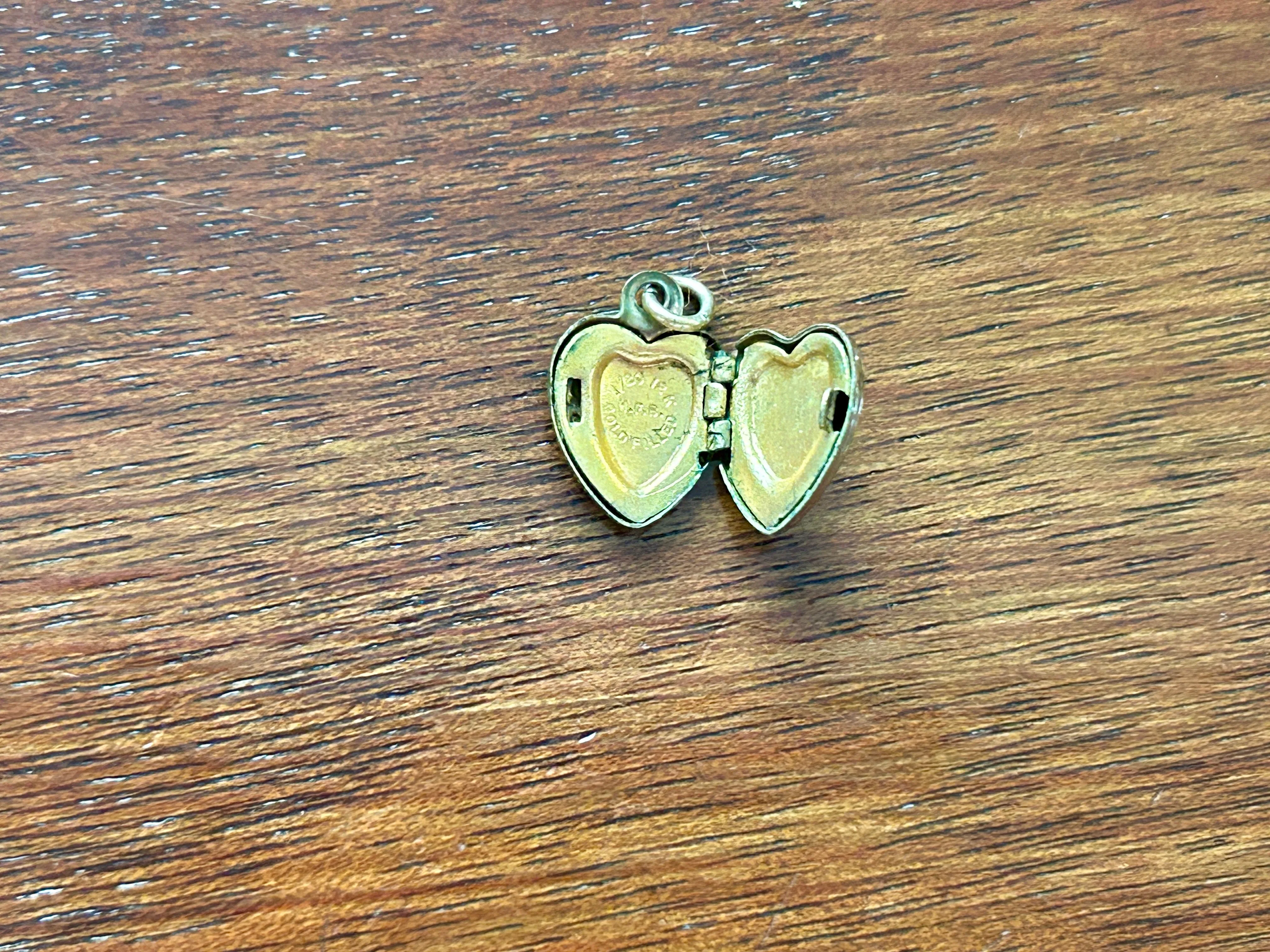 Vintage 1/20 12k Yellow Gold Filled Mini Heart Locket Charm