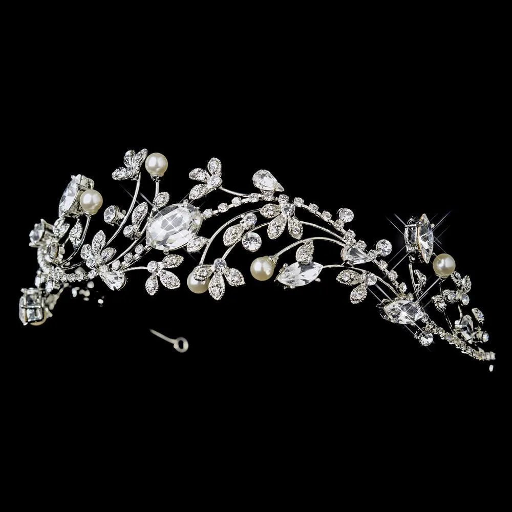 Vintage Inspired Pearl and Crystal Wedding Headband Tiara