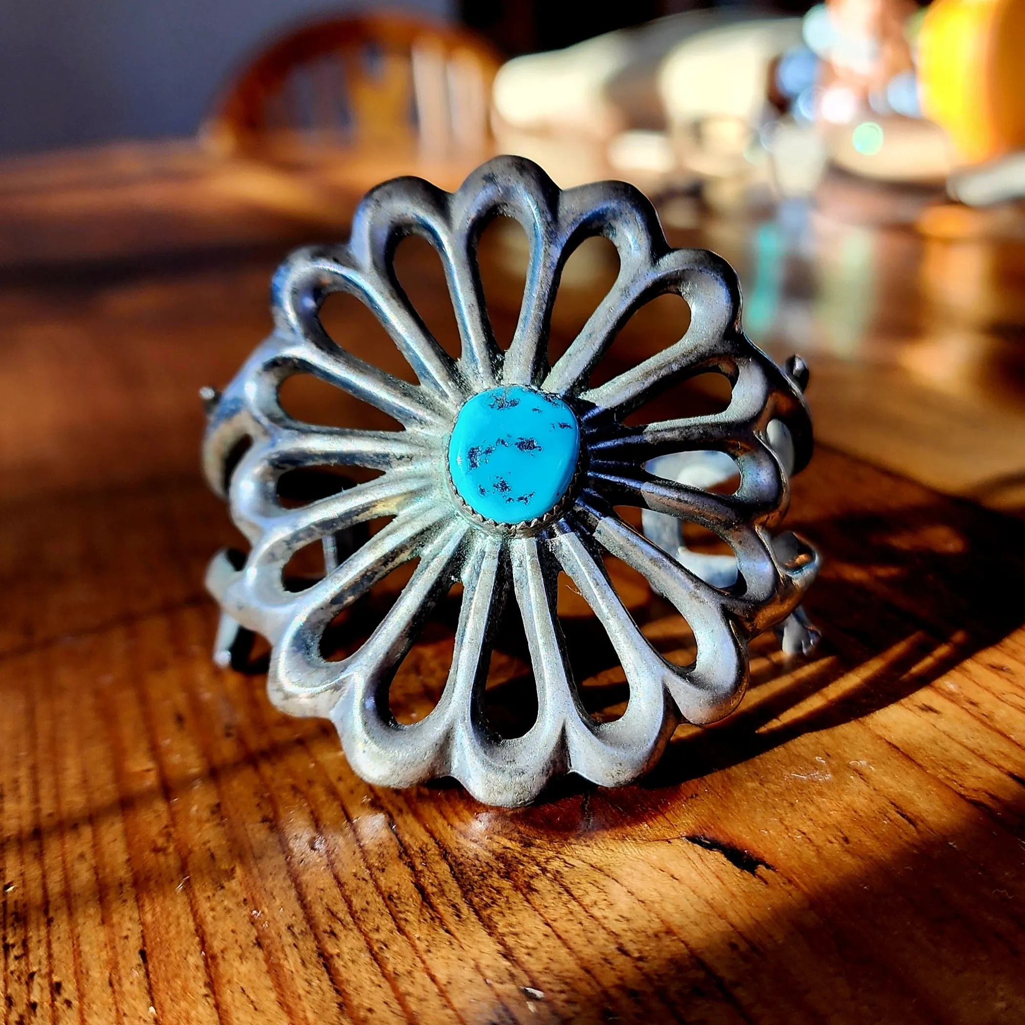 Vintage Turquoise Flower Bracelet