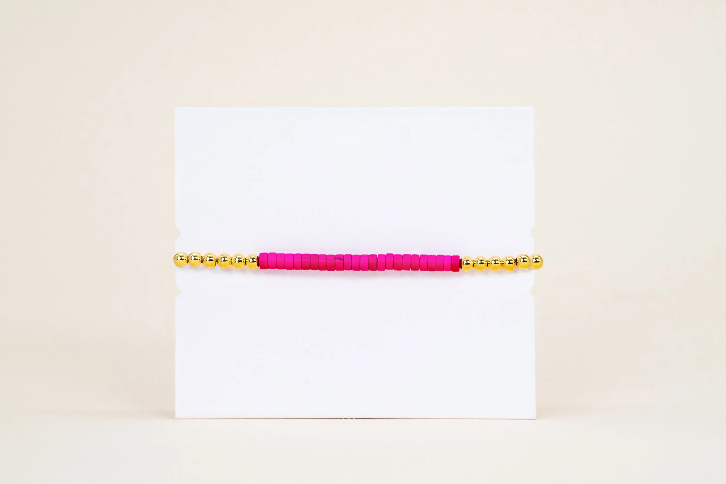 VITAMIN Gold Ball Bracelet Pink Hawlite