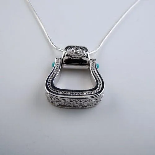 Western Stirrup Pendant Necklace Sterling Silver