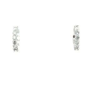 White Gold Chunky Diamond Huggie Hoops