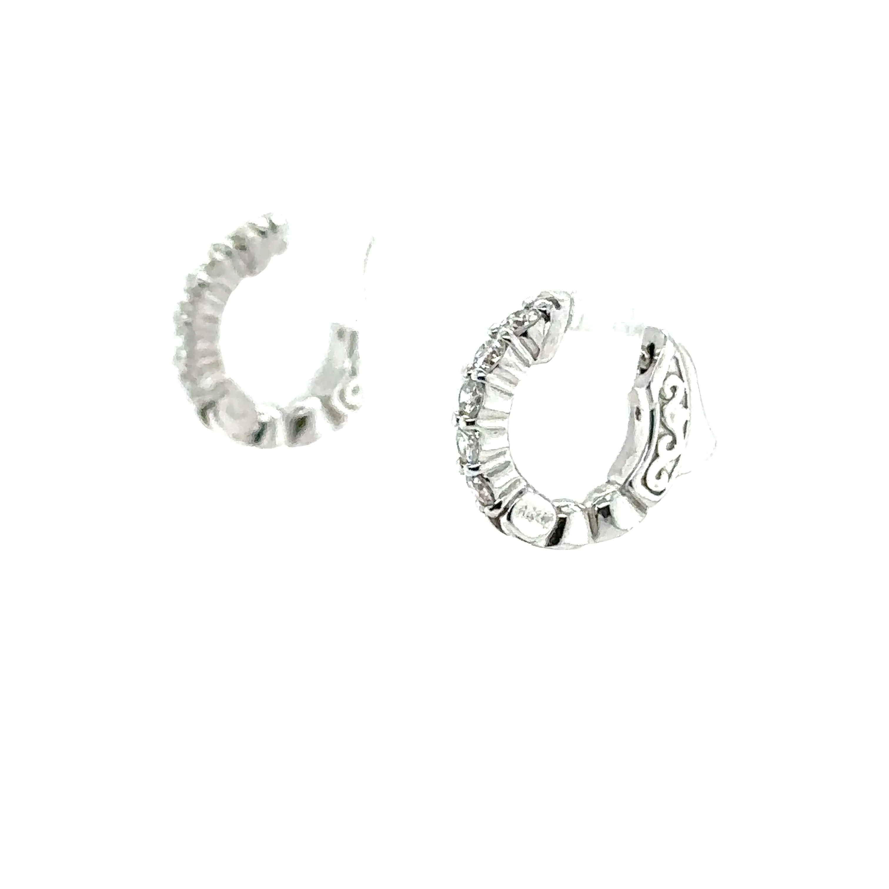 White Gold Chunky Diamond Huggie Hoops