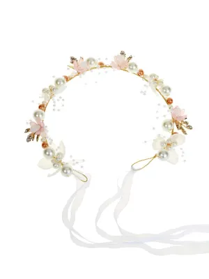 Yellow Chimes Bridal Hair Vine for Women and Girls Bridal Hair Accessories for Wedding Crown Headband Hair Accessories Wedding Jewellery for Women Floral Pearl Bridal Wedding Head Band Hair Vine for Girls